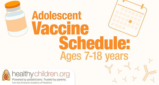 Vaccine Schedule for Children, 7 to 18 Years Old